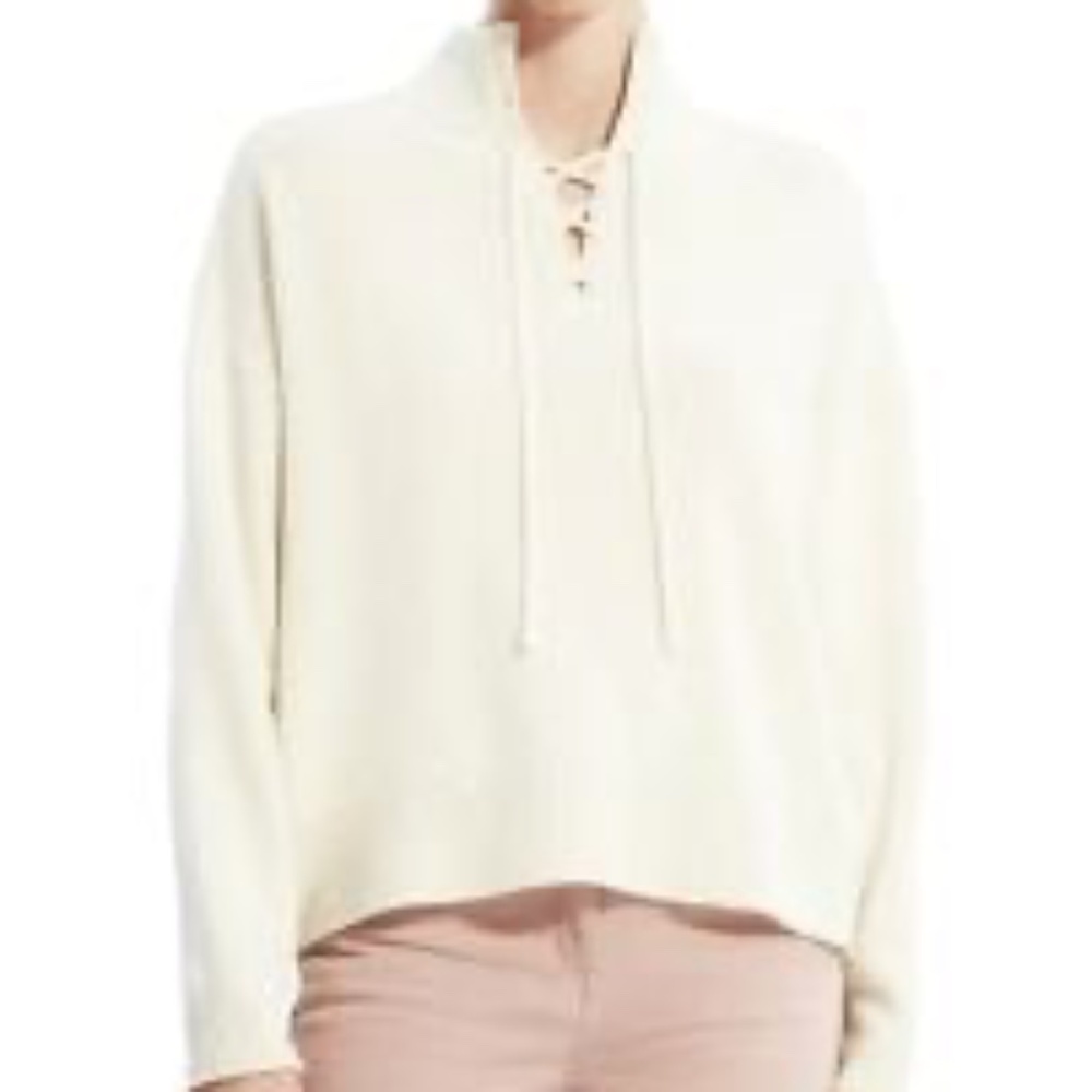 Theory 100% cashmere sweater with lace up neckline - Picture 2 of 7